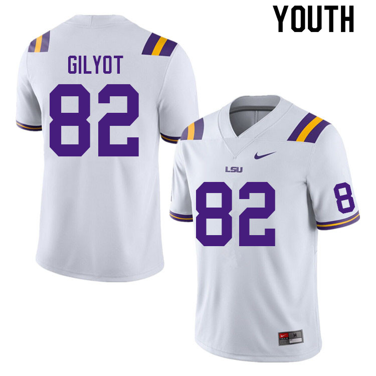 Youth #82 LJ Gilyot LSU Tigers College Football Jerseys Sale-White